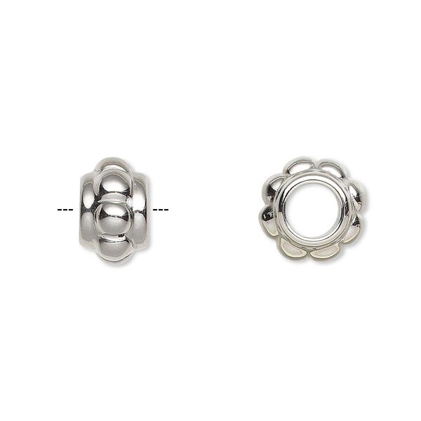 Bead, stainless steel, 11x7.5mm bumpy rondelle. Sold per pkg of 2. image number 0