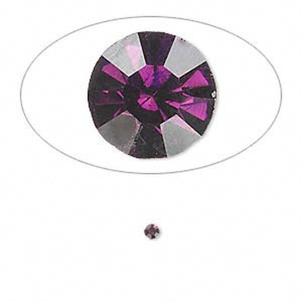 Chaton, glass rhinestone, amethyst purple, foil back, 2.1-2.2mm faceted round, PP15. Sold per pkg of 72. image number 0