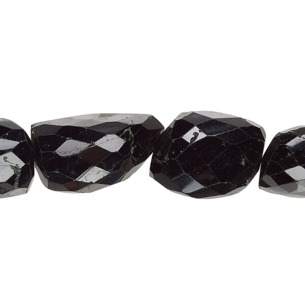 Black tourmaline 1pkg1, hand-faceted nugget bead natural 15.5-16 inch medium to large image number 0