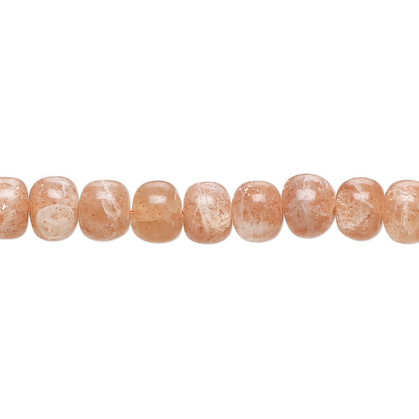 Sunstone 1pkg1, hand-cut rondelle bead natural 14 inch 6x4mm-8x6mm image number 0