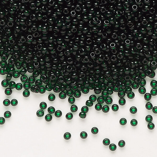 Seed bead, Preciosa Ornela Czech glass, pkg/500g, #11 rocaille, transparent dark green, (50150). image number 0