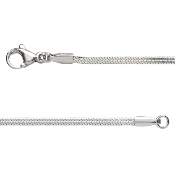 Chain, stainless steel, 1.8mm herringbone, 24 inches with lobster claw clasp Sold per pkg of 2. image number 0