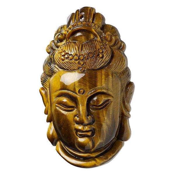 Tigereye 1pkg1, 1-sided Quan Yin focal natural 45x25mm-47x27mm image number 0
