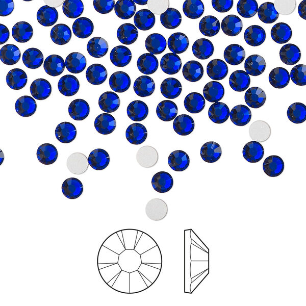 Flat back 144pk cobalt blue foil back, Preciosa MAXIMA Czech crystal rhinestone 3-3.2mm chaton rose round SS12 image number 0