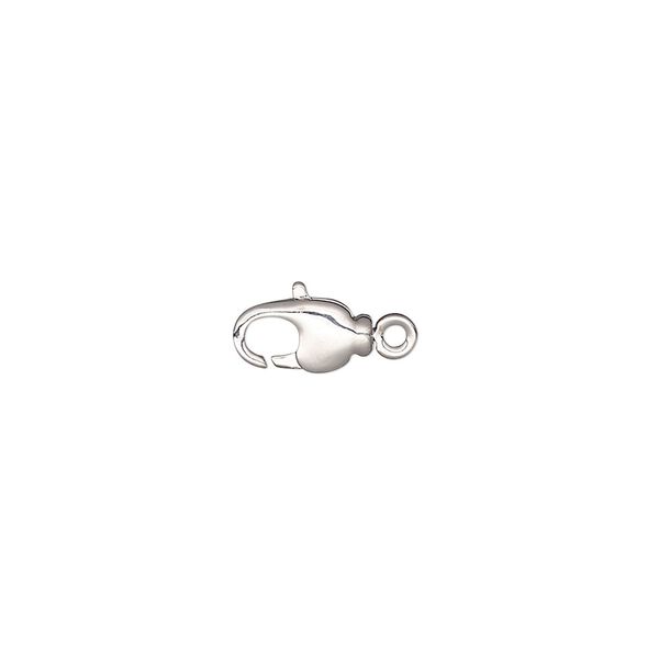 Clasp, lobster claw, rhodium-plated brass and steel, 9x5mm with swivel. Sold per pkg of 2. image number 0