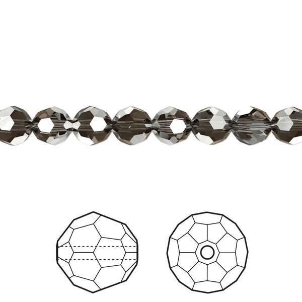 Bead 144pk crystal silver night, Crystal Passions® 6mm round 5000 image number 0