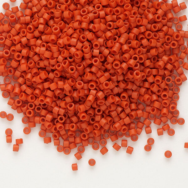Seed bead, Delica®, glass, pkg/250g, #11 round, opaque matte cinnabar orange (DB-0795). image number 0