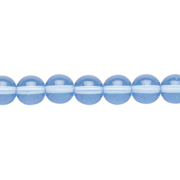 Bead, Czech glass druk, transparent sapphire blue, 8mm round. Sold per 15-1/2" to 16" strand. image number 0