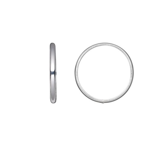 Jump ring, sterling silver, 18mm soldered round, 16mm inside diameter, 12 gauge. Sold per pkg of 4. image number 0