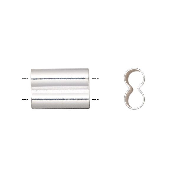 Bead, silver-finished brass, 15x10mm double tube. Sold per pkg of 10. image number 0