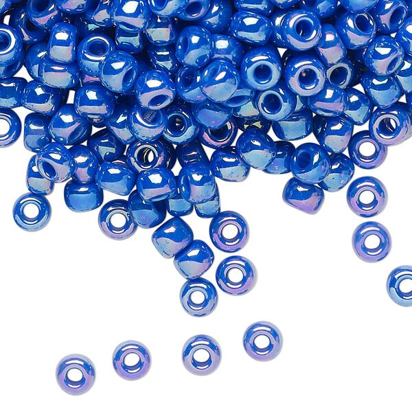 Seed bead, Miyuki, glass, pkg/250g, #6 rocaille, opaque rainbow cyan blue, (RR-483D). image number 0