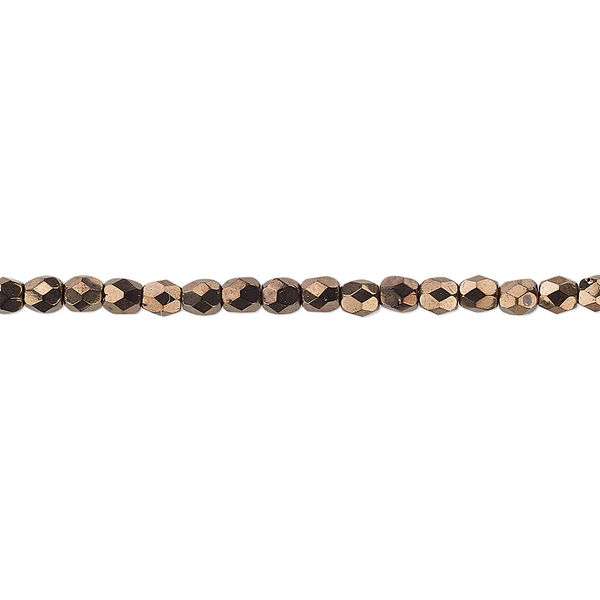 Bead, Czech fire-polished glass, bronze, 3mm faceted round. Sold per pkg of 1,200 (1 mass). image number 0