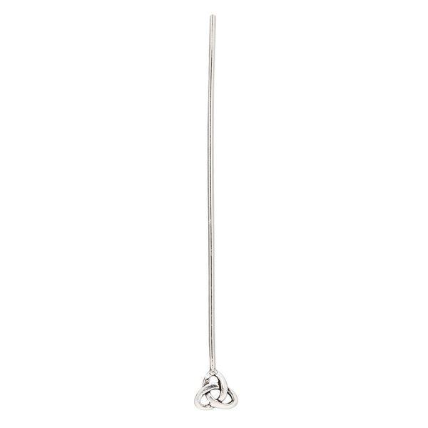 Head pin, antiqued sterling silver, 2 inches with 6mm Celtic triangle knot, 20 gauge. Sold per pkg of 4. image number 0