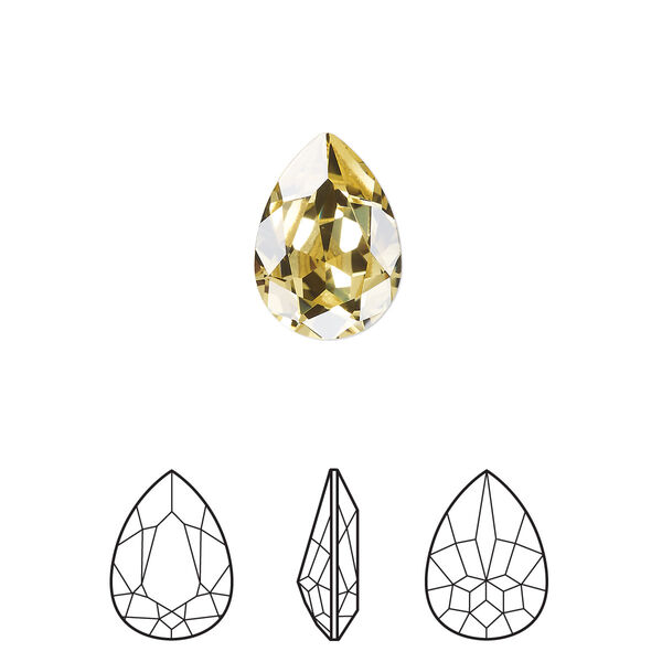 Fancy stone 4pk dark jonquil foil back, Crystal Passions® Regenerated 14x10mm pear 4320 image number 0