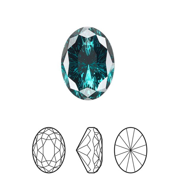 Fancy stone 1pk emerald foil back, Crystal Passions® 18x13mm magical oval 4160 image number 0