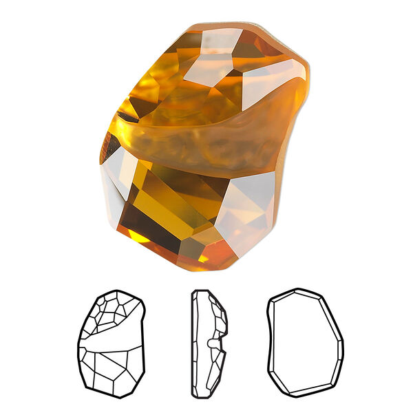 Fancy stone 1pk topaz foil back, Crystal Passions® 27x19mm flat divine rock 4787 image number 0