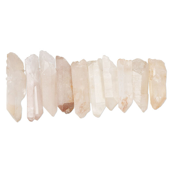 Peach quartz 1pkg1, hand-cut top-drilled point bead natural 4 inch 28x10mm-48x15mm image number 0