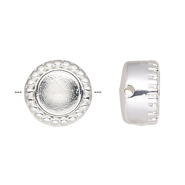 Bead, Almost Instant Jewelry®, silver-plated "pewter" (zinc-based alloy), 10mm beaded round with SS29 rivoli setting. Sold individually. image number 0