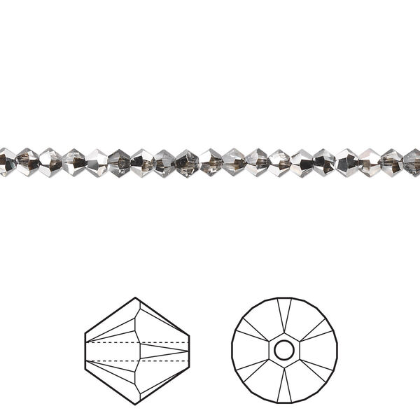 Bead 1440pk crystal silver night, Swarovski® 3mm XILION bicone 5328 image number 0
