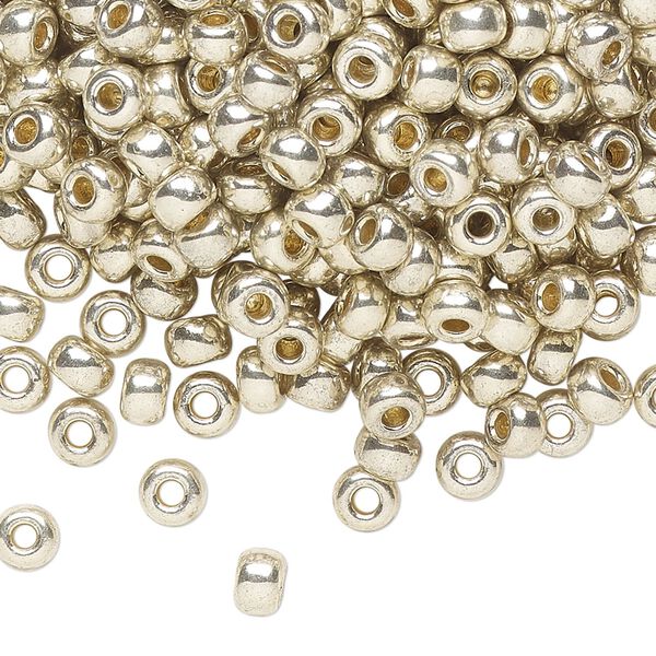 Seed bead, Miyuki, glass, pkg/250g, #6 rocaille, Duracoat® opaque galvanized silver, (RR-4201). image number 0