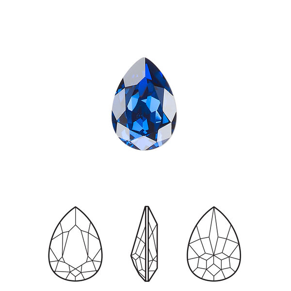 Fancy stone 144pk dark sapphire foil back, Swarovski® ReCreated™ 14x10mm pear 4320 image number 0