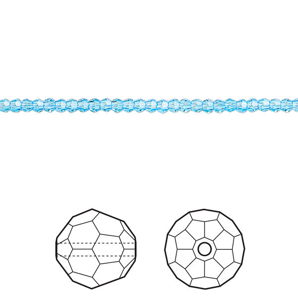 Bead 1440pk aquamarine, Swarovski® 2mm round 5000 image number 0