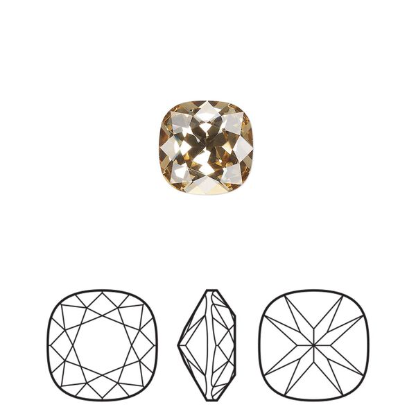 Fancy stone 2pk light Colorado topaz foil back, Preciosa MAXIMA Czech crystal rhinestone 10mm cushion square image number 0
