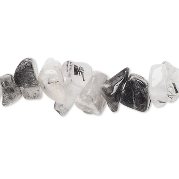 Bead, tourmalinated quartz (natural), large chip, Mohs hardness 7. Sold per 15-1/2" to 16" strand. image number 0