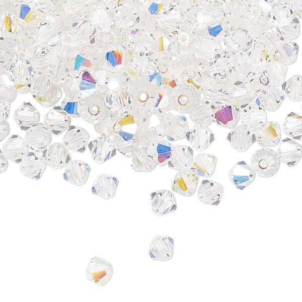 Bead 144pk crystal AB, Preciosa Czech crystal 4mm bicone image number 0