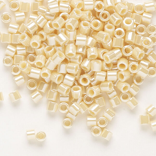 Seed bead, Delica®, glass, pkg/7.5g, #8 round, opaque glazed luster dark cream (DBL-1560). image number 0