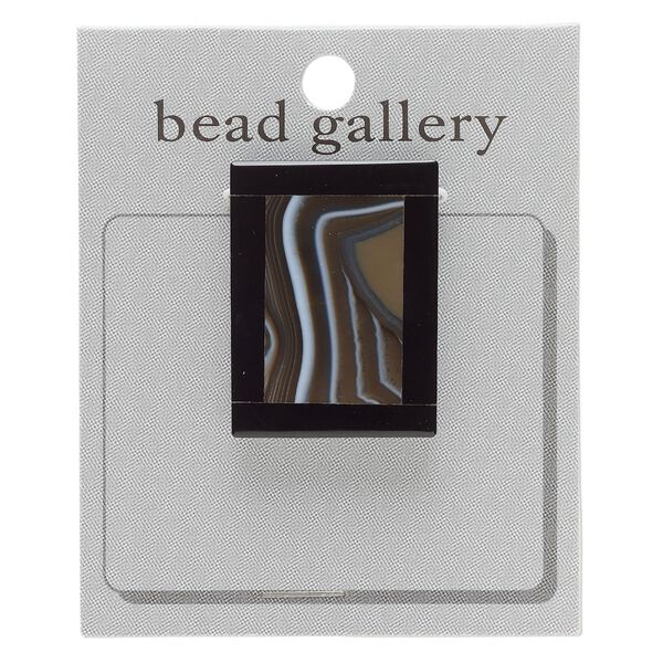 Banded black onyx 1pkg1, top-drilled rectangle focal 40x30mm image number 0