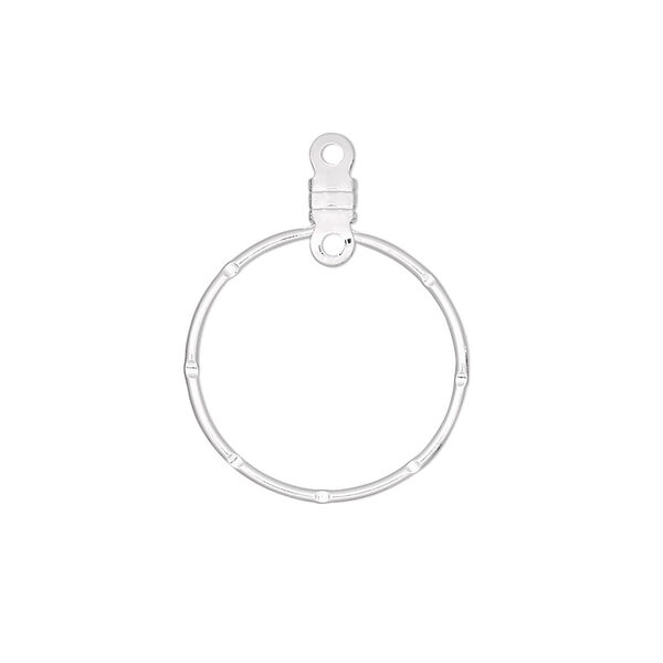 Beading hoop, silver-plated steel, 20mm notched round with closed loop. Sold per pkg of 10. image number 0