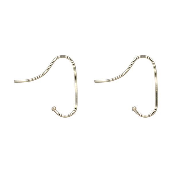 Ear wire, 14Kt gold, 16mm interchangeable hook with 1.3mm ball end, 22 gauge. Sold per pair. image number 0
