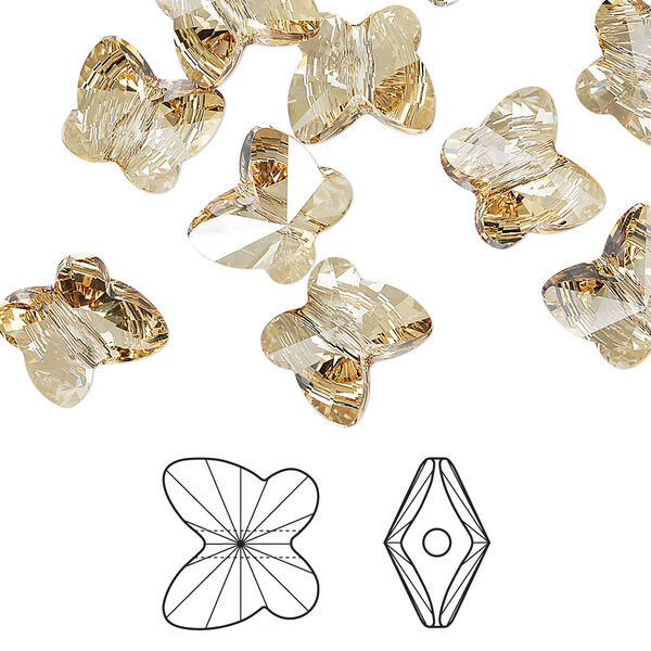 Bead 288pk crystal golden shadow, Swarovski® 10x9mm butterfly 5754 image number 0
