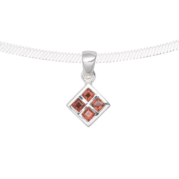 Pendant, garnet (natural) and sterling silver, 21x13mm diamond with 3.5x3.5mm faceted diamond. Sold individually. image number 0