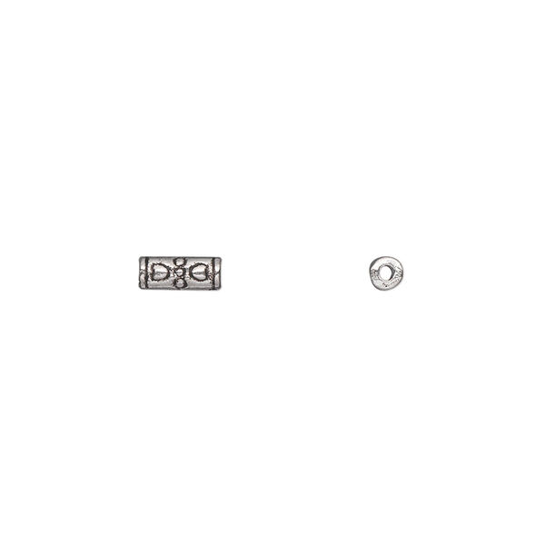 Bead, antique silver-plated "pewter" (zinc-based alloy), 7x2mm tube. Sold per pkg of 100. image number 0