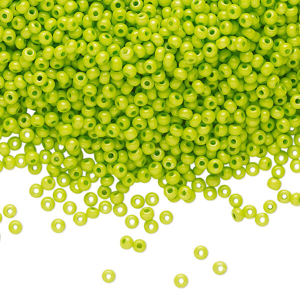 Seed bead, Preciosa Ornela Czech glass, pkg/500g, #11 rocaille, opaque terra intensive dyed lime green chalkwhite, (16A54). image number 0