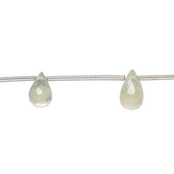 Prehnite 1pkg8, hand-cut top-drilled faceted briolette bead natural 7x5mm-10x7mm image number 0