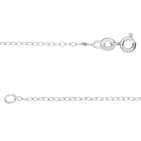 Chain, Gossamer™, sterling silver, 1.2mm cable, 7-1/2 inches with springring clasp. Sold individually. image number 0