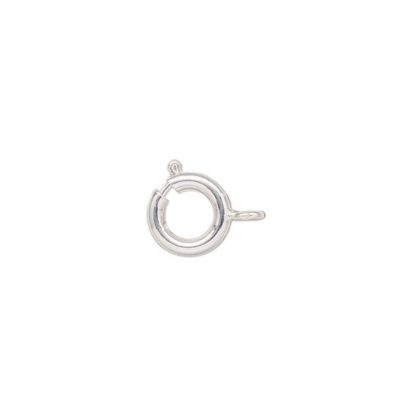Clasp, springring, brass, pkg/4, silver plate, 9mm. image number 0