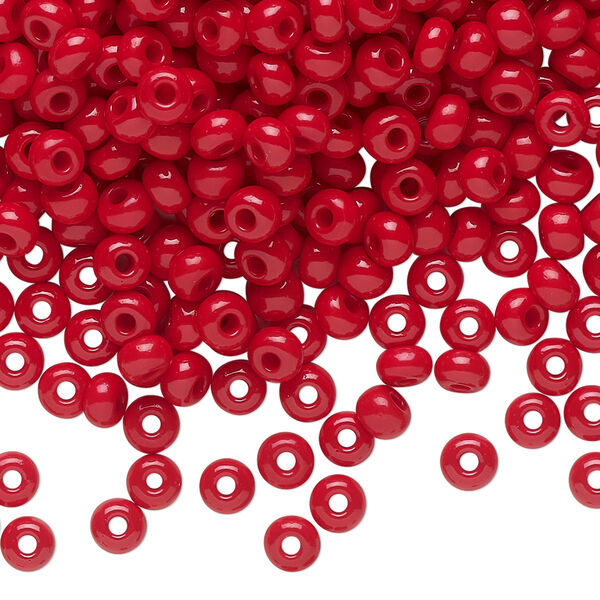Seed bead, Preciosa Ornela Czech glass, pkg/500g, #6 rocaille, opaque ruby red, (93210). image number 0