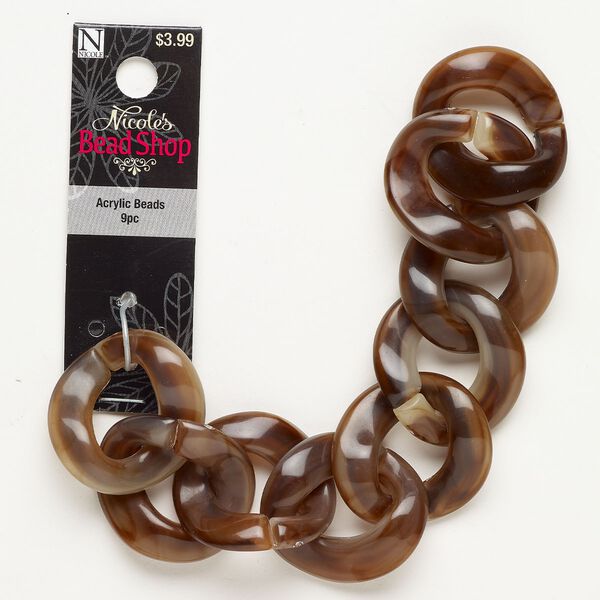Chain, acrylic, brown, 31.4mm twisted curb, 7 inches. Sold individually. image number 0