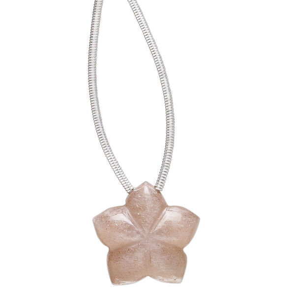 Coffee moonstone 1pkg1, hand-cut top-drilled 2-sided carved flower bead natural 16x16mm image number 0