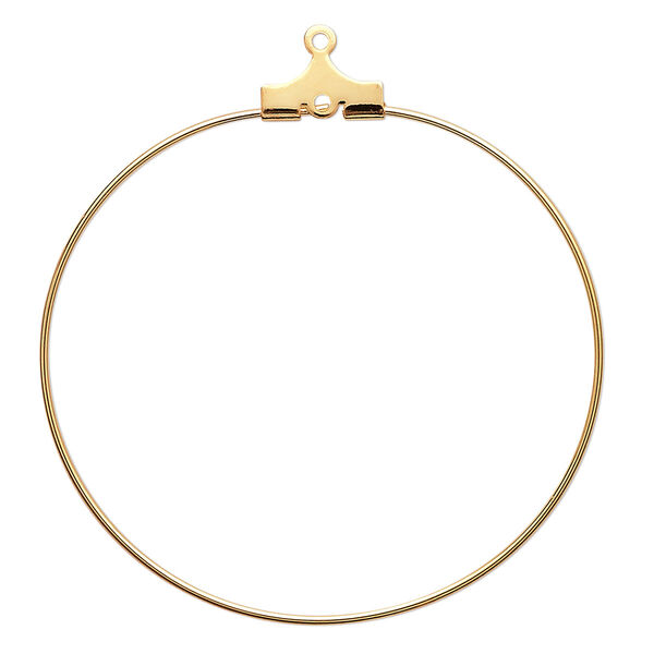 Beading hoop, gold-plated brass, 40mm round with loop. Sold per pkg of 100. image number 0
