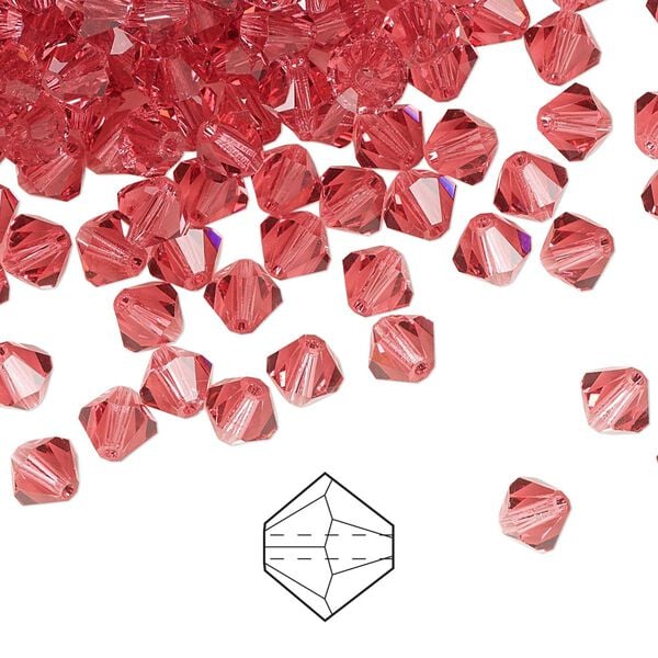 Bead 576pk Indian pink, Preciosa Czech crystal 5mm bicone image number 0