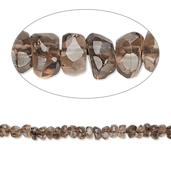 Smoky quartz 1pkg1, hand-cut tumbled faceted rondelle bead 13 inch 3x2mm-4x3mm image number 0