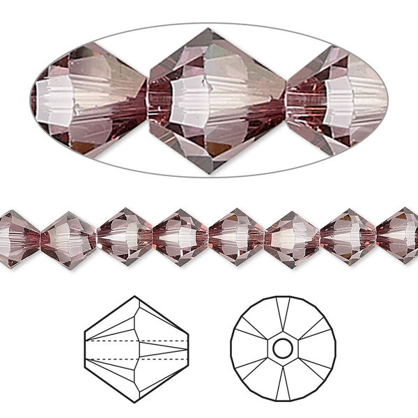 Bead 144pk crystal antique pink, Crystal Passions® 6mm bicone 5328 image number 0