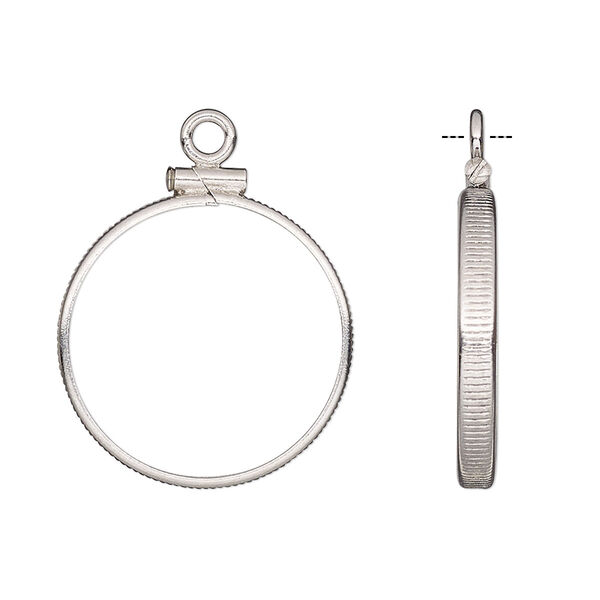 Drop, sterling silver, 22mm open round with 21mm screw-fastened flat round bezel setting. Sold individually. image number 0
