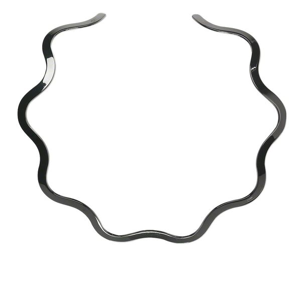 Neckwire, gunmetal-plated brass, 5mm flat wavy, 15 inches. Sold individually. image number 0