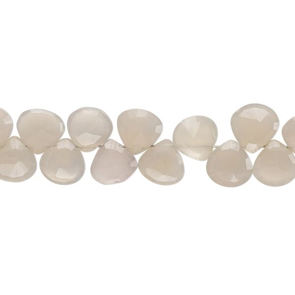 Grey chalcedony 1pkg1, hand-cut top-drilled faceted puffed teardrop bead natural 8 inch 7-8mm image number 0